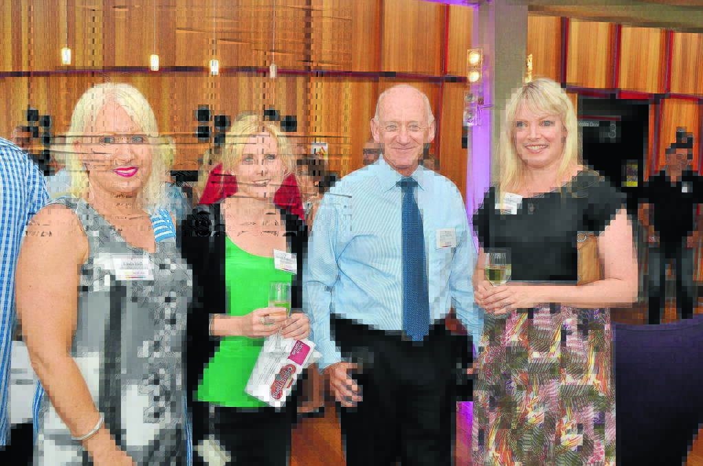 Proud supporters: Arts and Health's Hello Koalas project manager Linda Hall with sponsors Sarah Kirkwood of Macquarie Waters hotel, Port Macquarie Panther's Larry Collins and The Corner restaurant's Joh Chapman celebrate the official launch at Eighteen Thirty restaurant.