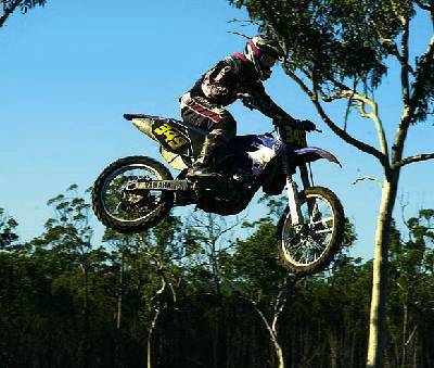 Soaring to glory: Aden Brown took out the junior 85cc and junior 125cc events in the 12-15 years’ division at the Hastings Valley Motorcycle Raceway on Sunday. Pic: AARON MURPHY