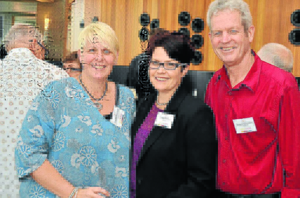 Can't wait: Port Macquarie-Hastings Council's Lucilla Marshall, group manager economic development Liesa Davies and Cr Trevor Sargeant show their enthusiasm at the launch.