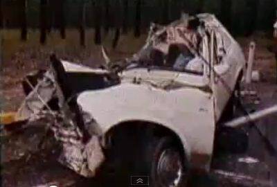 Screenshot of NBN footage of the 1980 truck crash.