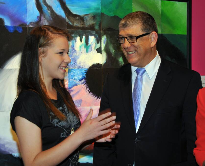Meeting the minister:?Jade Mapstone with Minister for Ageing and Disability John Ajaka.