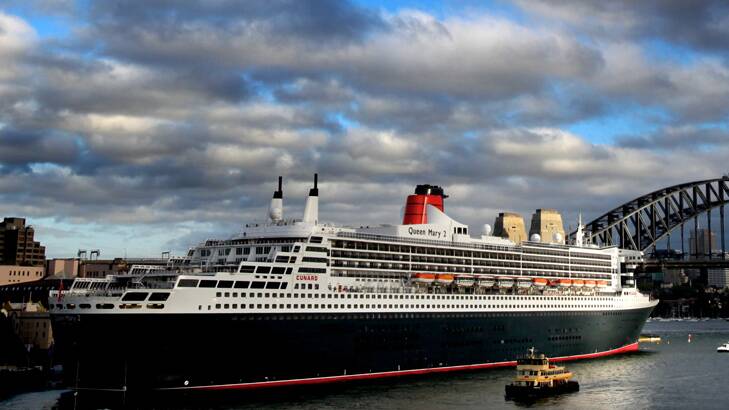 The Queen Mary 2 docked at Circular Quay after arriving into Sydney on March,7 2012.