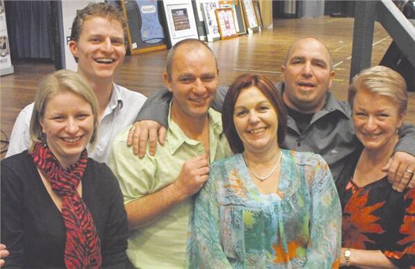 A tight-knit unit: Greg Baggott, second from right, is pictured with his family at Saturdy’s huge charity fundraiser. They are, from left, sister Felicity Laczina, brohter Gareth Lee, brother Jeff Baggott, wife Joanne and mother Margot Lee.