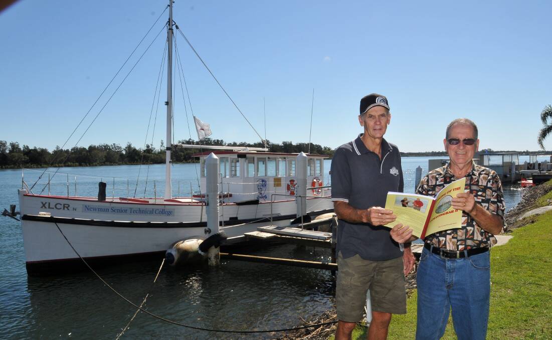Big day: Dale Jordan from Jordan's Boating Centre and Holiday Park and Ted Kasehagen from the Port Macquarie Historial Society prepare XLCR ahead of Sunday's Open Day at at the Mid North Coast Maritime Museum.            Pic: PETER GLEESON