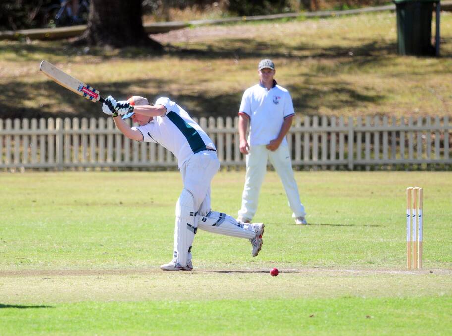 Swinging hard: Chris Cole in action for the Hastings in the first rep game of the season at Oxley Oval on Sunday.