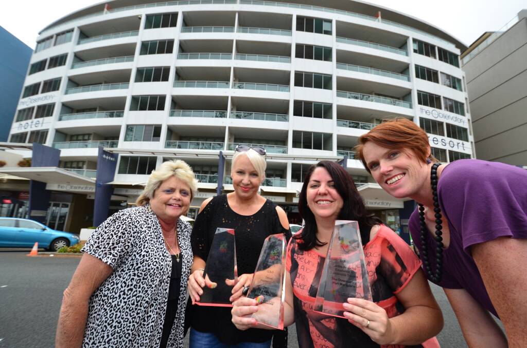 GPM Tourism's Janette Hyde, Council's Linda Hall, The Observatory's Tracey Beresford and Council's Jane Ellis celebrating the local tourism windfall from the state awards night last week. 