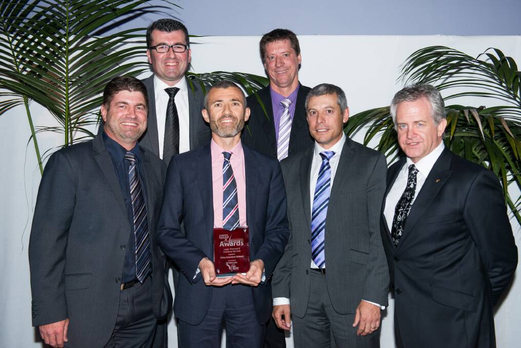 Oxley Insurance Brokers made it a triple treat in the Legal, Financial and Insurance section: Andrew Richmond, Mark Shoesmith, Rod McLean, Grant Richmond, John Horder, and sponsor Kellon Beard are pictured.