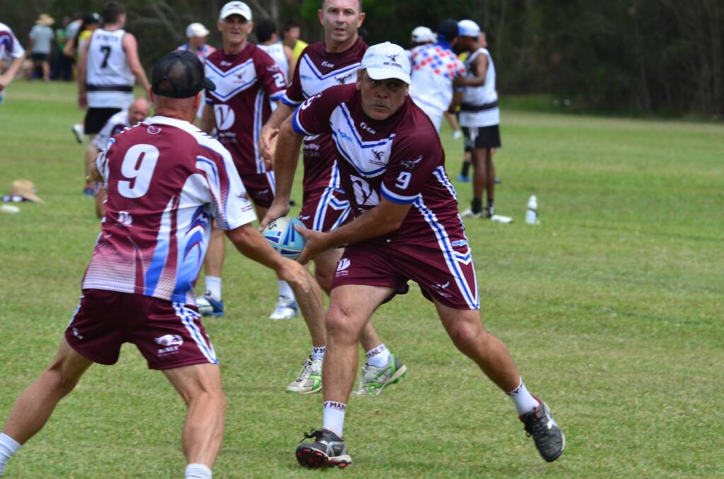 Former Manly and Australian great, Cliffy Lyons in action at Port Macquarie yesterday
