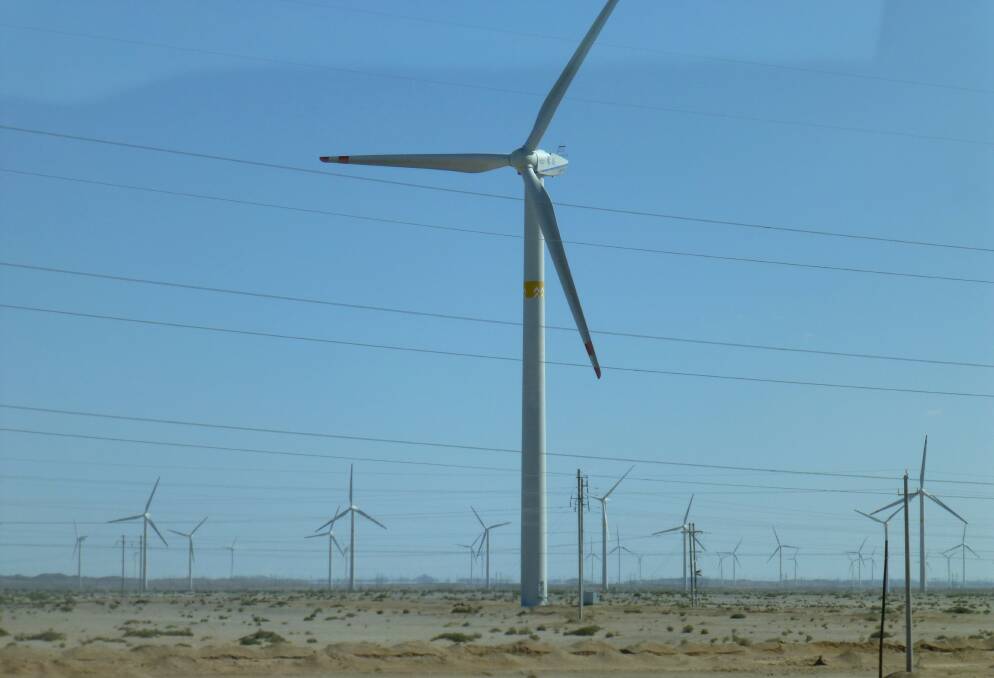 A massive wind farm in China’s Gobi desert region.