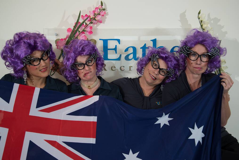 Aussie, Aussie, Aussie: Stacey Newling, Mandy Pead, Ivana Agapiou and Amanda Galbraith from Eather Recruitment getting set for Australia day. Pic: FAB PHOTOS