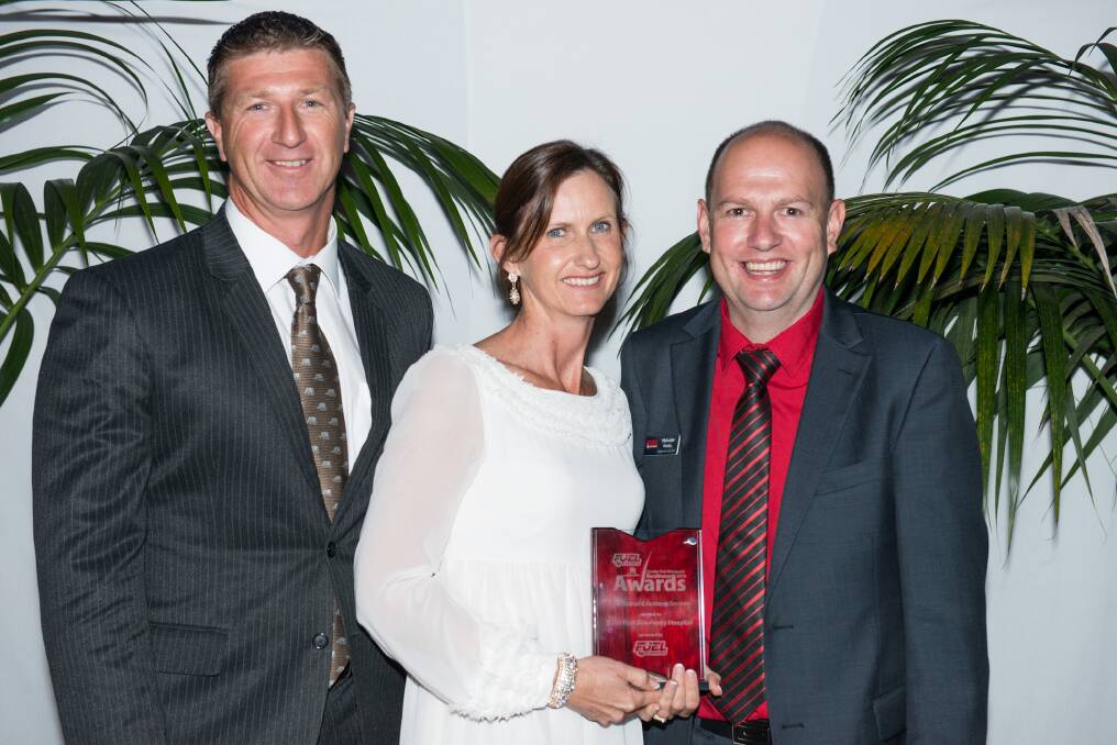 Professional Business Service winner East Port Veterinary Hospital: Gary and Priscilla Turnbull with Fuel 4 Business's Malcom Neale.