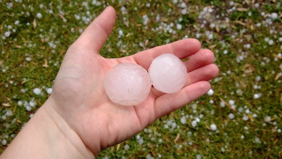 Kristy Ryan's photo shows just how big the hailstones were.