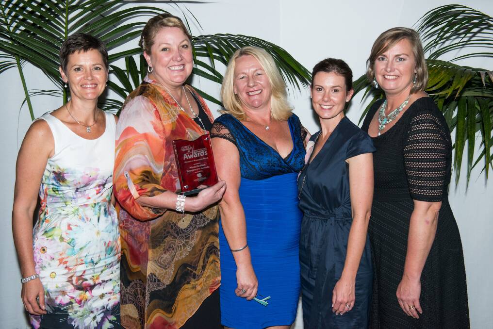 Women in Business winner: Emergency ID's Nicole Graham (2nd left) - pictured are Karen Archer, Nicole, Kelly Lamb, Michelle Newman and Sue Jogever.