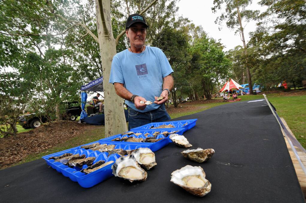 In the mix: Brett Haberley, a shucker from the Gold Coast, visiting for the shucking contest.