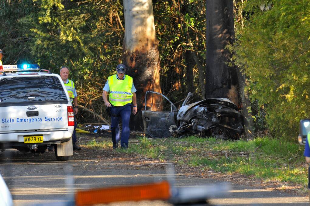 TWO people have died after a car hit a tree south of Port Macquarie this afternoon. Pic: MATTHEW ATTARD