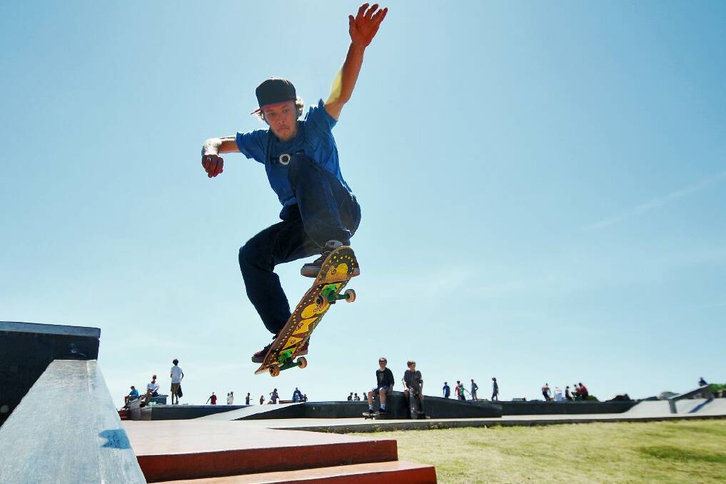 Dave Tyson at Port Macquarie's Town Beach skate park. Pic: Matt Attard