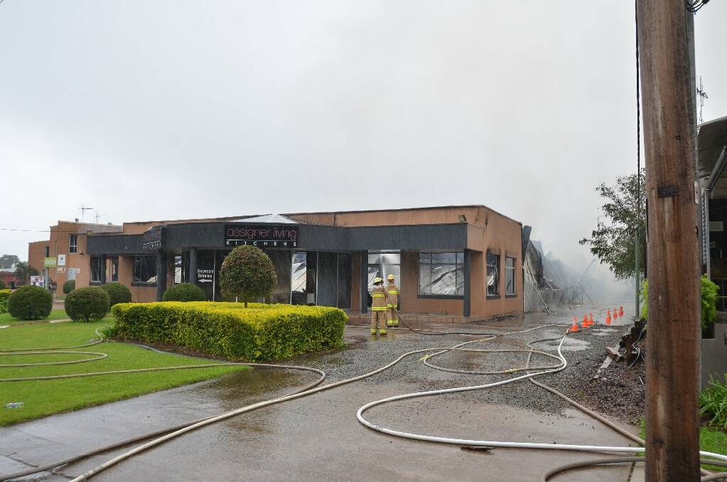 Fire gutted a factory and showroom in Acacia Avenue on Saturday.