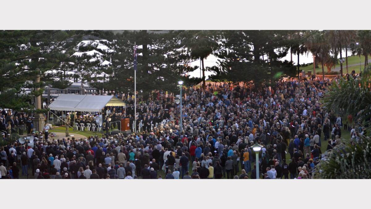 Port Macquarie Town Green was packed for the Anzac Day dawn service. Pic: PETER GLEESON