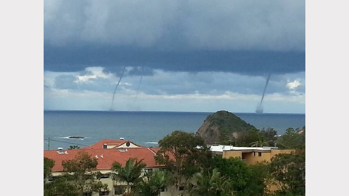 Water spouts off Flynns Beach. Pic: Kaylee Russell
