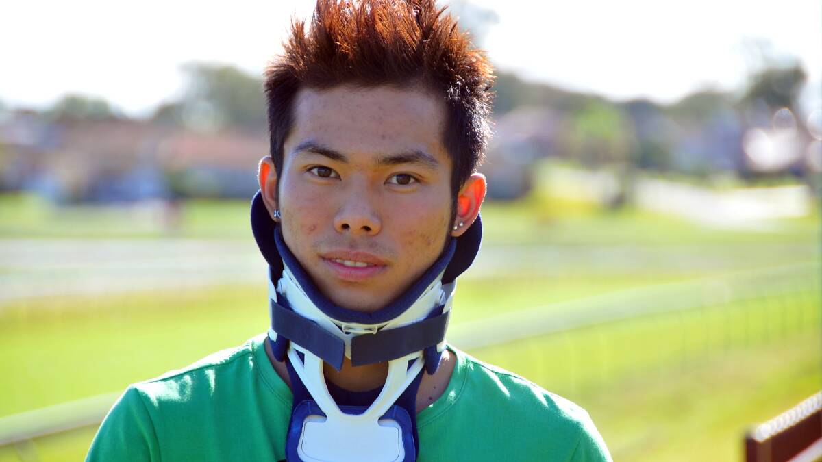 Unlucky: Allan Chau, pictured here in April 2011, has broken his neck again, in another horrific race fall. This time it was at Grafton.