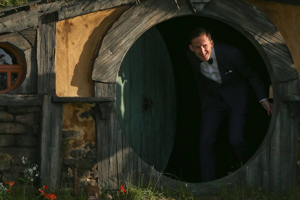 Adam Brown who plays Ori, emerges from a Hobbit house at the 'The Hobbit: An Unexpected Journey' World Premiere at Embassy Theatre in Wellington, New Zealand. Photo by Hagen Hopkins/Getty Images