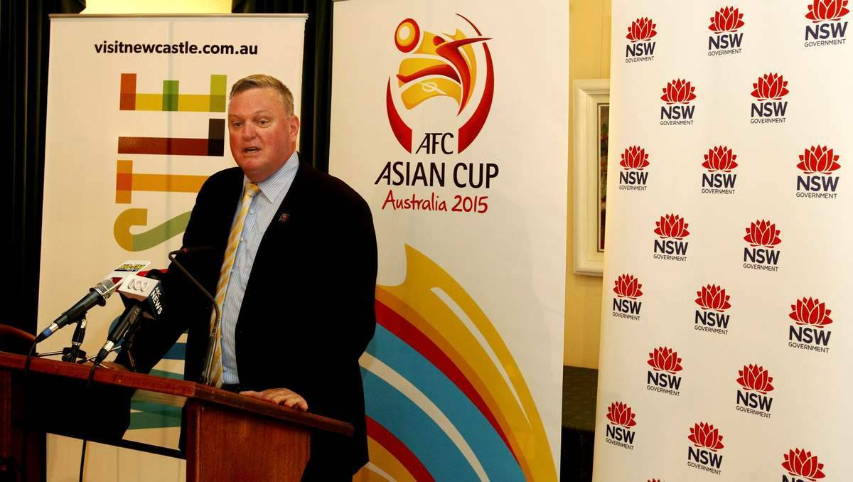 PROUD: Australia’s chief for the Asian Cup, Mike Brown, at Newcastle City Hall. Picture: Jonathan Carroll