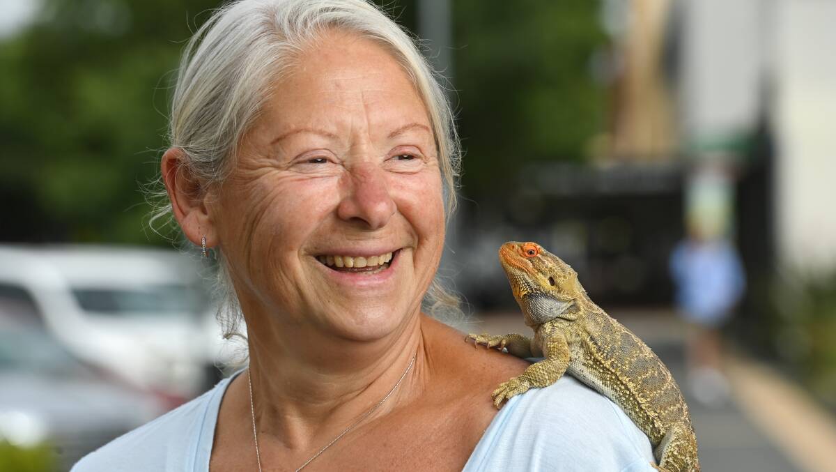 Leanne Stuart with her pet Ziggy the bearded dragon. Picture: Mark Jesser