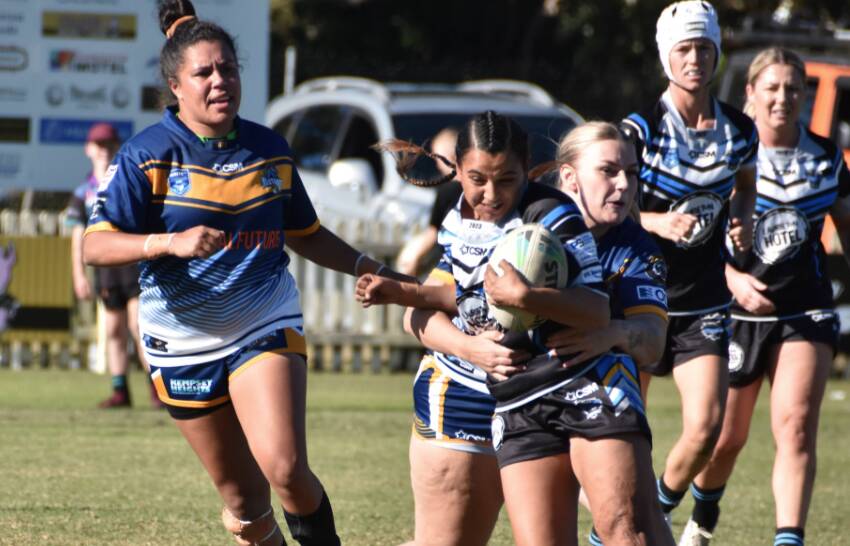 Laurieton Hotel Stingrays and Macleay Valley Mustangs in round eight of the 2023 North Coast Women's Rugby League season. Picture by Mardi Borg