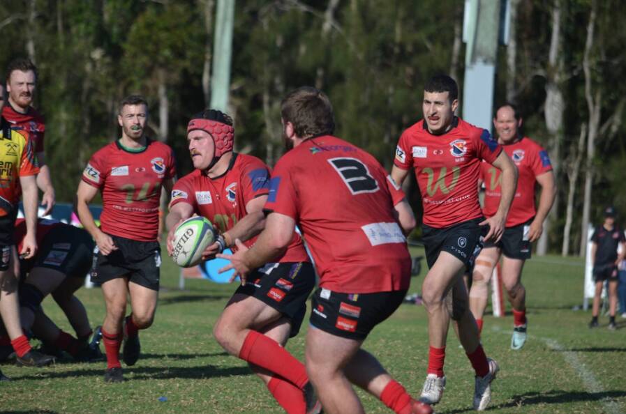 The Port Macquarie Pirates men's team in the 2023 Mid North Coast Rugby Union grand final. Pictures by Trina Harvey 