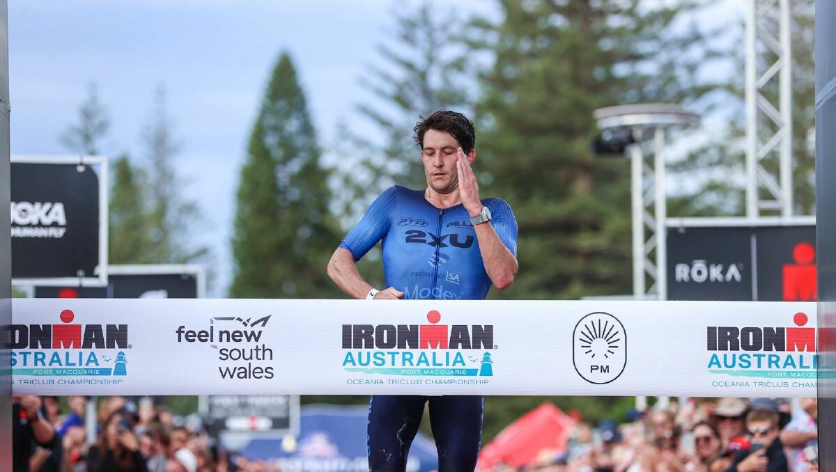 Defending Ironman Australia champion Steve McKenna will make last-minute dash from a maternity ward in Adelaide to the start line in Port Macquarie. Picture supplied by Ironman Australia