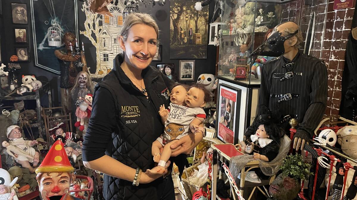 Silvia Heszterenyiova in the Haunted Doll Museum's "creepy room", which is home to several horror villain favourites. Picture by Tim Piccione 