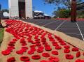 Hand made poppies led to the cenotaph where attendees placed wreaths. Picture by Emily Walker