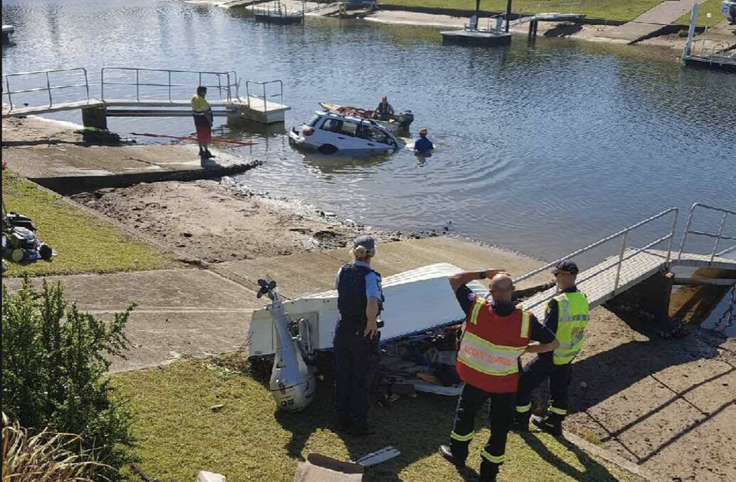 Caelum Read, Kurt Scott and Sam Taylor rescued an elderly driver from a Port Macquarie canal in 2018. Picture Port News 