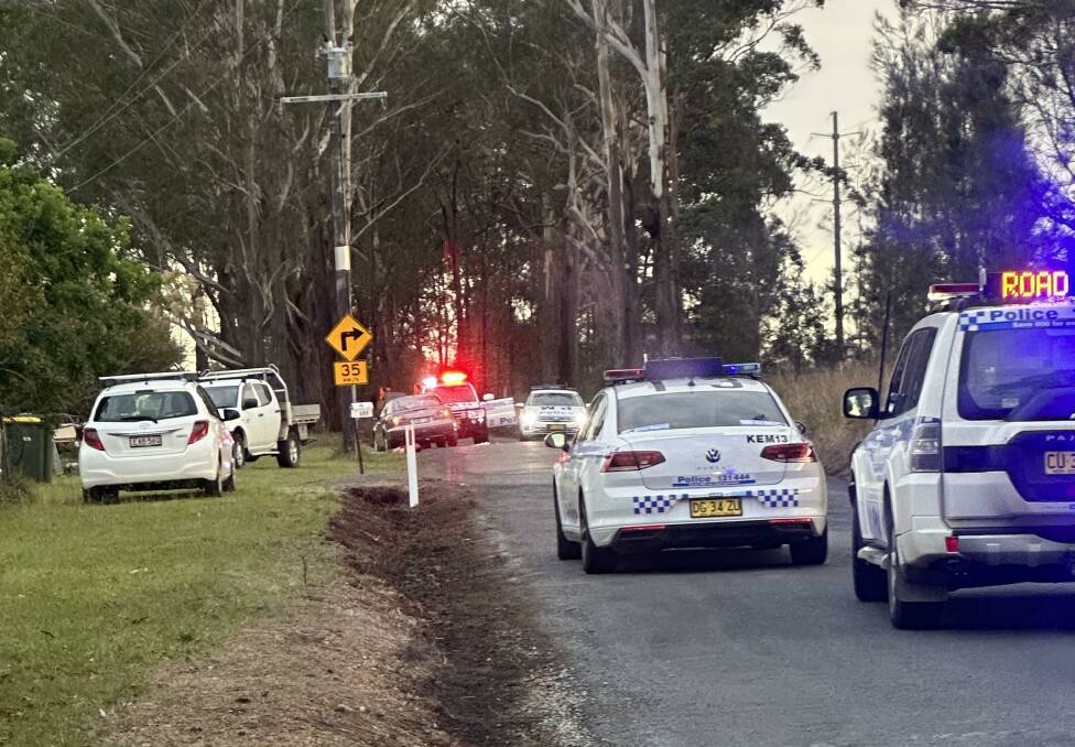 Police from Port Macquarie and Kempsey on Fernbank Creek Road on Thursday morning. Picture supplied.