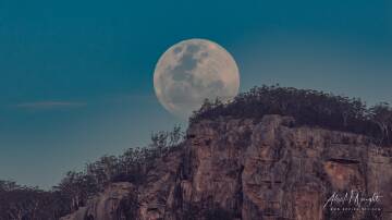 The Blue Moon over Bago Bluff near Wauchope, August 2023. Picture by Alex McNaught of Roving-Eye photography