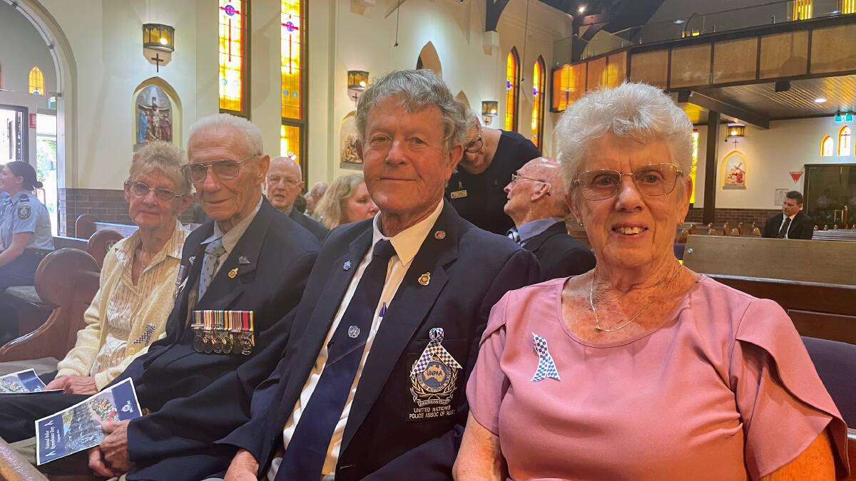Retired officers remembered: North Shore's George McCleery and wife Jane joined Laurieton residents Graham and Irene Williams at the service. Picture by Emily Walker