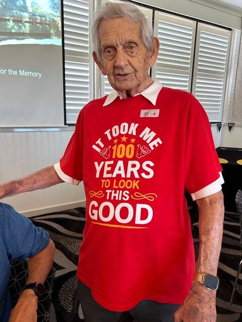 Roy Boyle at his 100th birthday party held at the Port Macquarie Golf Club. Picture supplied