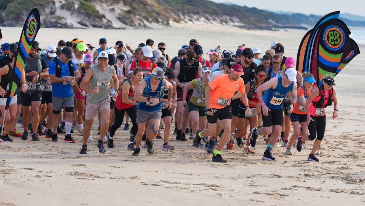 Compettiors take off at the 21 kilometre start at Lake Cathie for the Beach to Brother trail festival. Picture by Rob Lloyd Sportive Media