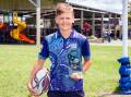 Multi-talented sportsperson and Wauchope Public School student Peytyn Donovan with his Nanga Mai award. Picture by WPS 