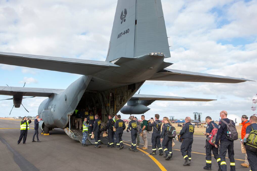 The Australian Defence Force transported ACT support to the firefighting effort in northern New South Wales on Friday. Picture: Defence Media