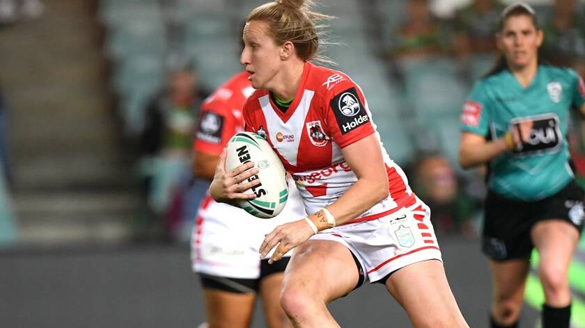 Holli Wheeler makes a charge for St George in the NRLW last season.