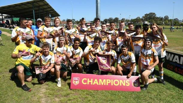Group Three under 15s after their win over NRL Victoria in the Country final at Wyong. Photo: Country Rugby League