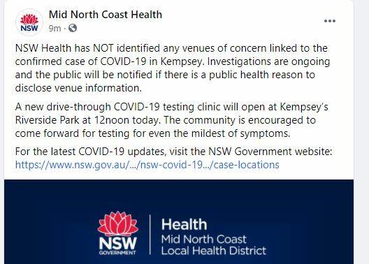 Kempsey COVID case: No areas of concern identified yet by NSW Health