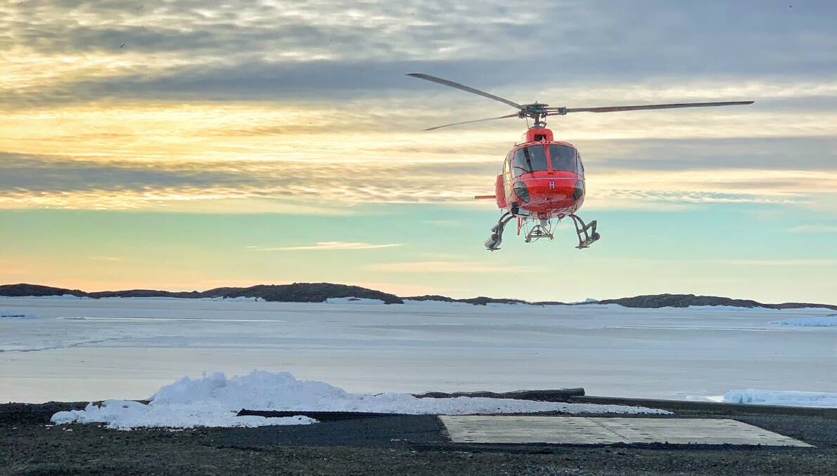 A helicopter at Mawson station, one of Australia's stations in Antarctica. Picture: Supplied
