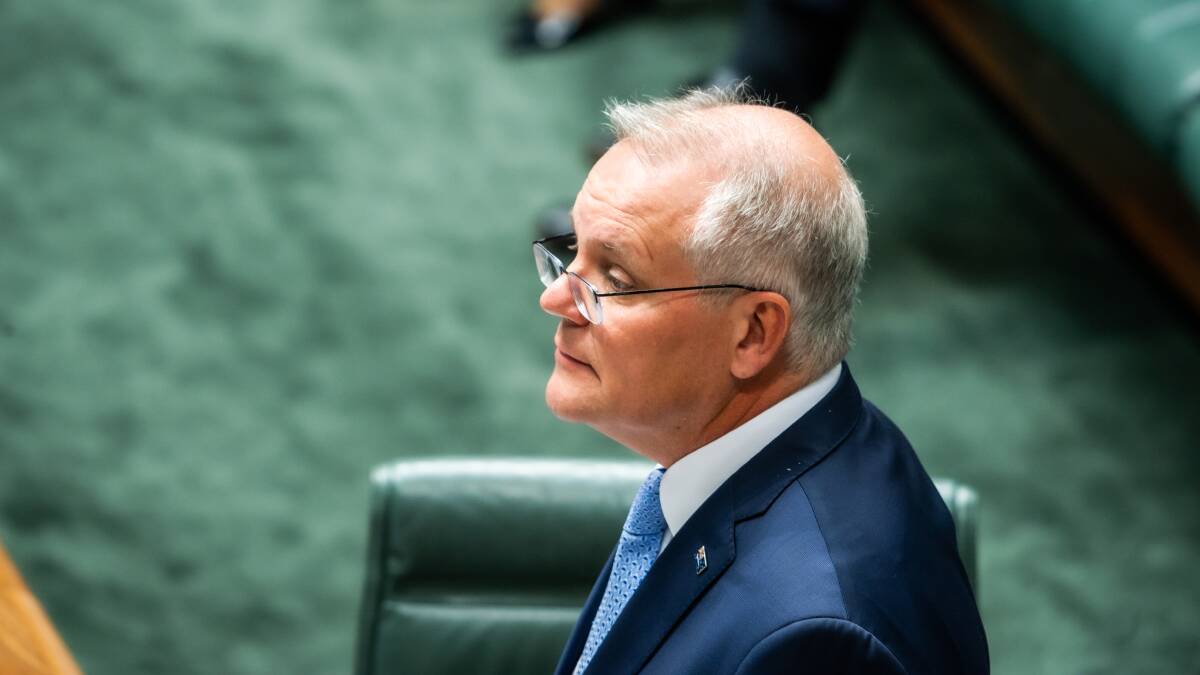 Former prime minister Scott Morrison delivers the apology in February. Picture by Karleen Minney