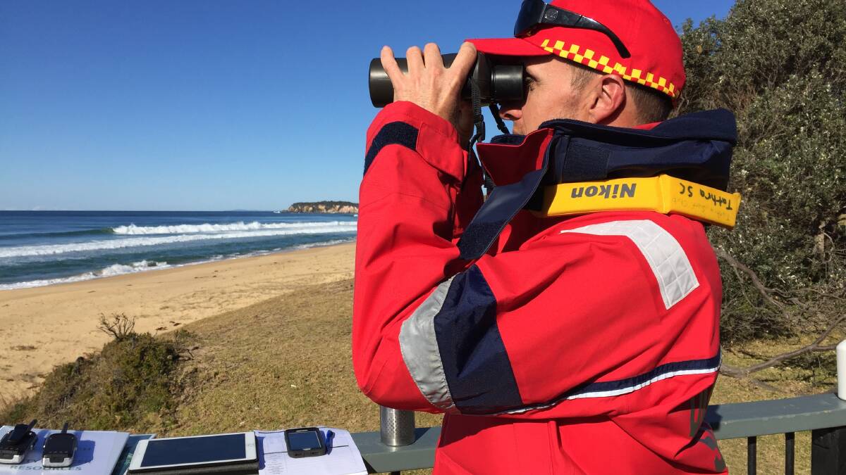SEARCHING: Tathra Surf Life Saving duty officer Nick Huggins was part of the multi-agency search teamat Gillards Beach. Photo Alasdair McDonald