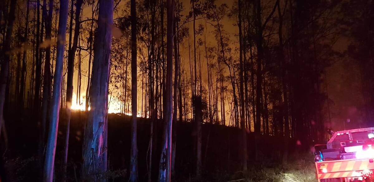 Poor conditions: High winds, drier than normal conditions and high temperatures have combined for another weekend of bushfires. Wauchope RFS provided this photo of the Bellangry fire on the Facebook page.