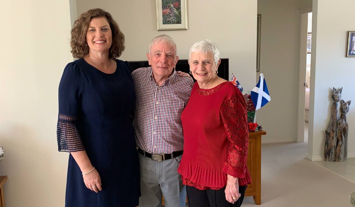 Finding love: Marriage celebrant Margo Smith with newly married Bellevue Gardens couple Bill and Heather Wallace. Photo: supplied