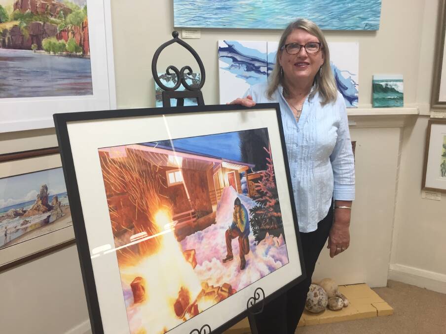Eye on the prize: North Haven artist Vicki Syme with one of her works which will form part of the Mid North Coast Art Prize '18.