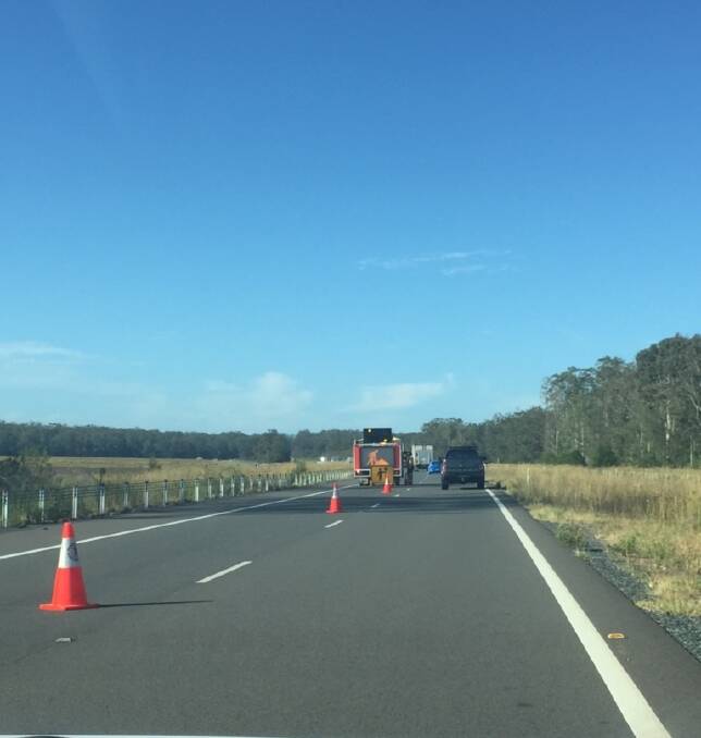 The scene at Monday's motor vehicle accident on the Pacific Highway, near Telegraph Point.